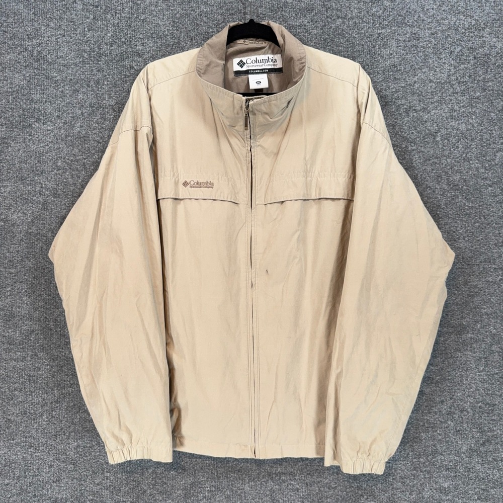 Columbia Windbreaker Jacket Mens XXL Tan Lightweight Mesh Lined Hiking Outdoor